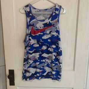 Nike Blue and Gray Camo Tank Top